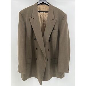 Stafford Mens 48L Double Breasted Pinstripe Blazer Suit Jacket Tan